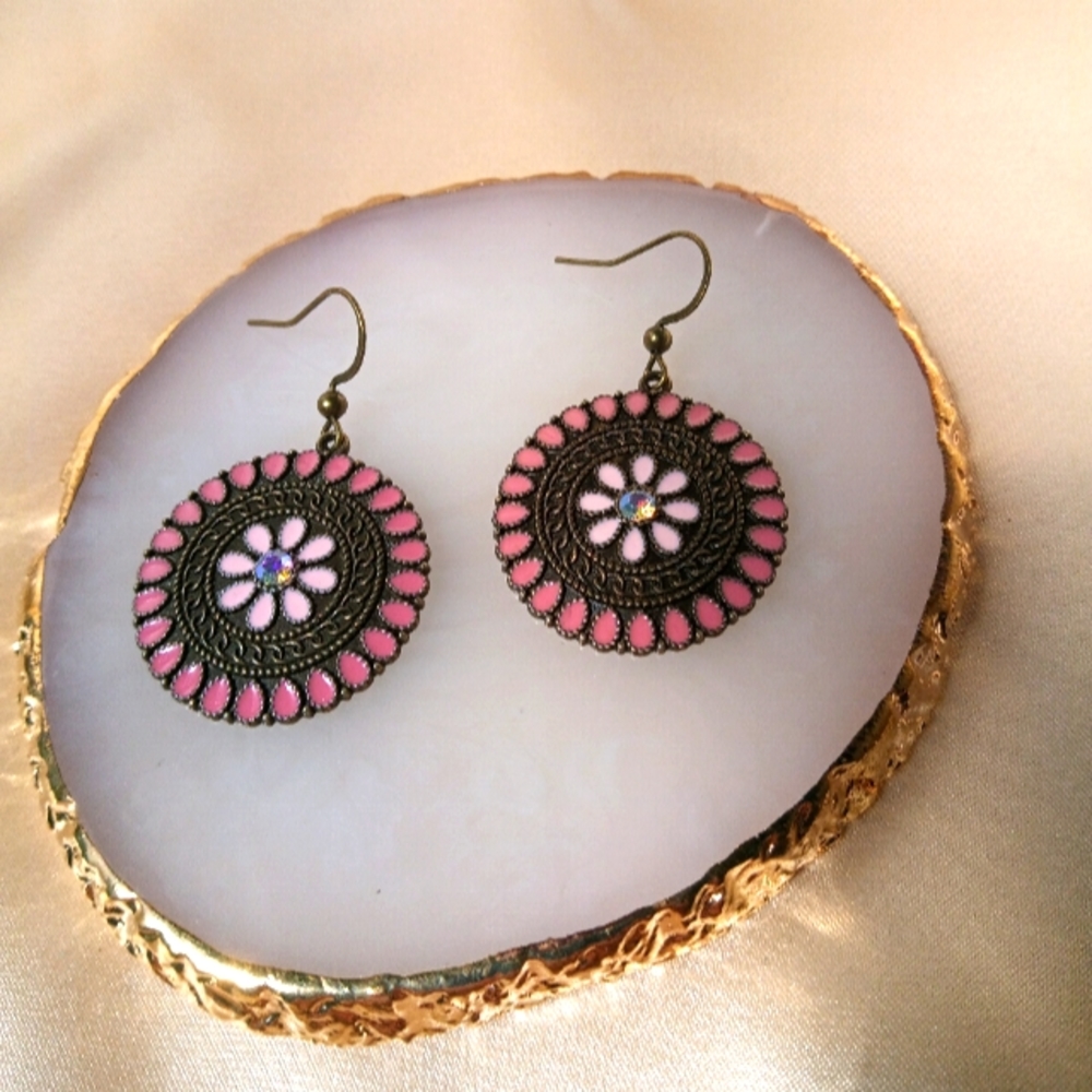 Boho earrings with rhinestones